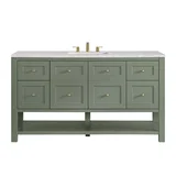 Breckenridge 60" Single Vanity, Smokey Celadon, w/ 3 CM Eternal Jasmine Pearl Silestone Top w/ FreePower Wireless Charger