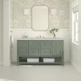 Breckenridge 60" Single Vanity, Smokey Celadon, w/ 3 CM Eternal Jasmine Pearl Silestone Top w/ FreePower Wireless Charger