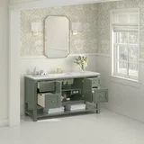Breckenridge 60" Single Vanity, Smokey Celadon, w/ 3 CM Eternal Jasmine Pearl Silestone Top w/ FreePower Wireless Charger