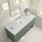 Breckenridge 60" Single Vanity, Smokey Celadon, w/ 3 CM Ethereal Noctis Silestone Top w/ FreePower Wireless Charger