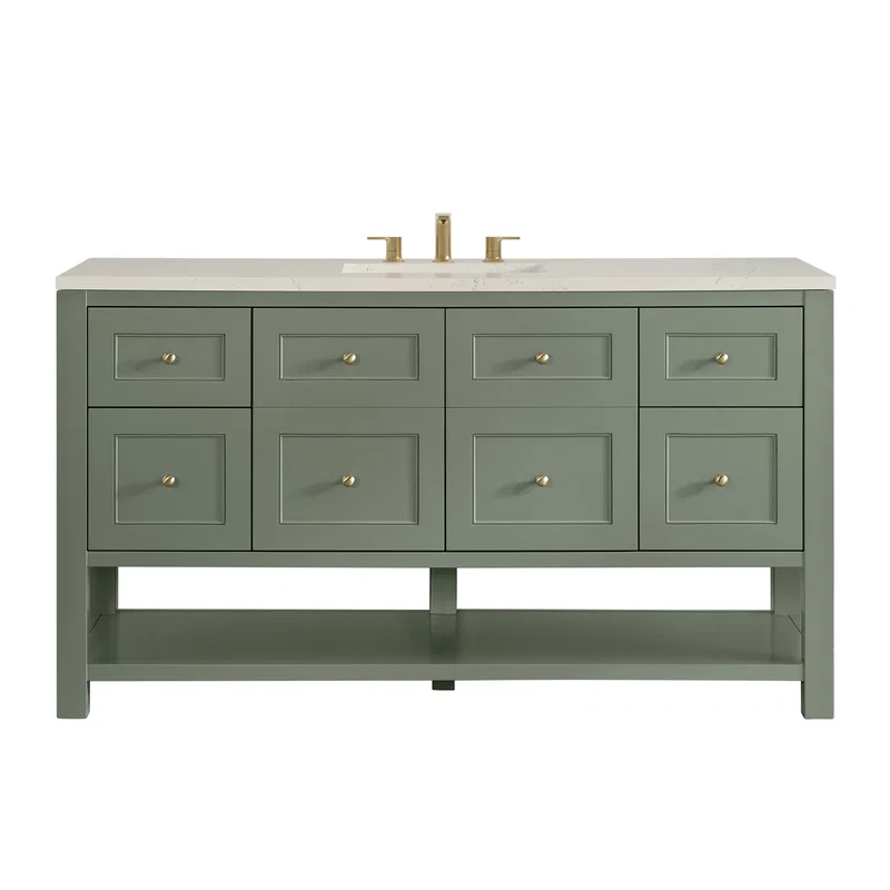Breckenridge 60" Single Vanity, Smokey Celadon, w/ 3 CM Siberian Silestone Top w/FreePower Wireless Charger