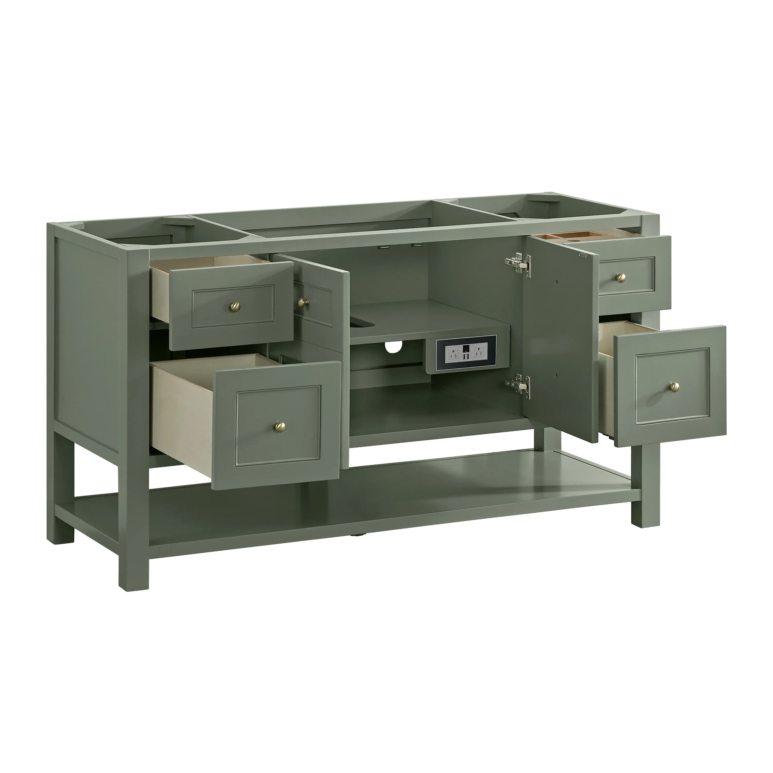 Breckenridge 60" Single Vanity, Smokey Celadon, w/ 3 CM Siberian Silestone Top w/FreePower Wireless Charger