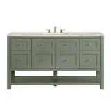 Breckenridge 60" Single Vanity, Smokey Celadon, w/ 3 CM Victorian Silver Silestone Top w/ FreePower Wireless Charger