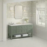 Breckenridge 60" Single Vanity, Smokey Celadon, w/ 3 CM Victorian Silver Silestone Top w/ FreePower Wireless Charger