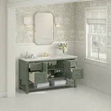Breckenridge 60" Single Vanity, Smokey Celadon, w/ 3 CM Victorian Silver Silestone Top w/ FreePower Wireless Charger