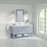 Breckenridge 60" Single Vanity, Serenity Blue, w/ Single Hole 3 CM White Zeus Quartz Top & Backsplash