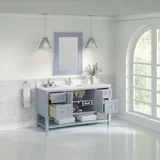 Breckenridge 60" Single Vanity, Serenity Blue, w/ Single Hole 3 CM White Zeus Quartz Top & Backsplash