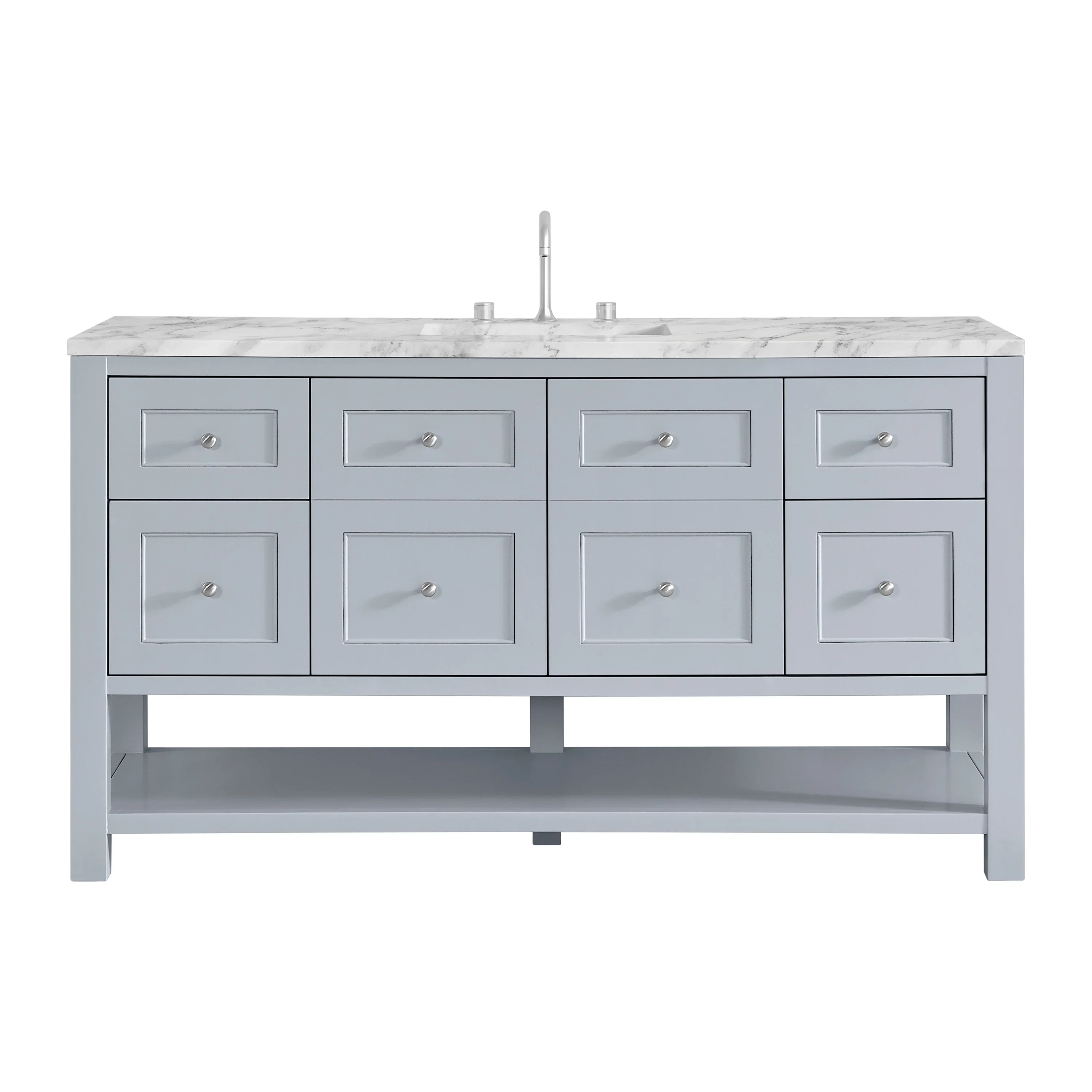 Breckenridge 60" Single Vanity, Serenity Blue, w/ 3 CM Carrara Marble Top