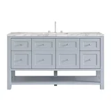 Breckenridge 60" Single Vanity, Serenity Blue, w/ 3 CM Carrara Marble Top