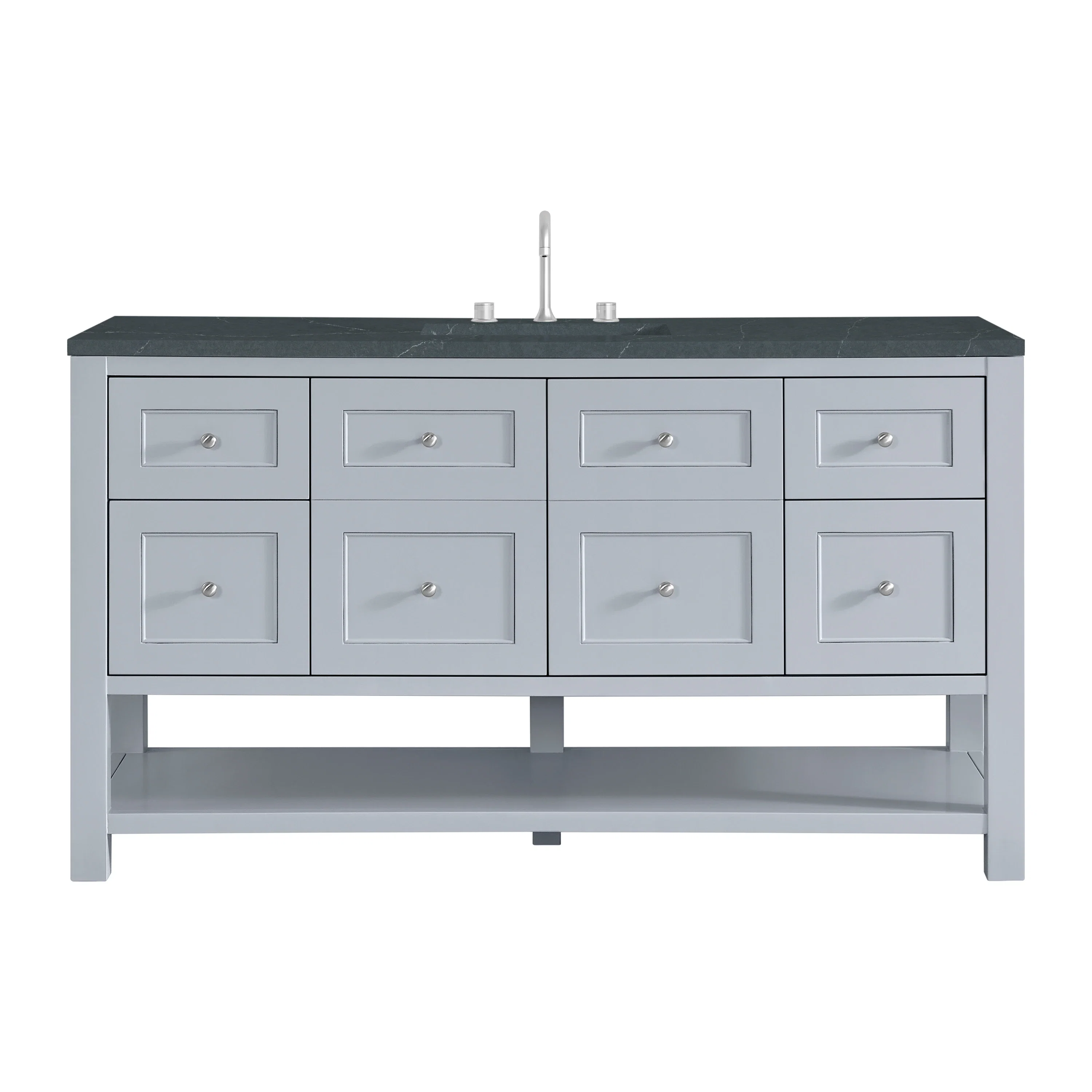 Breckenridge 60" Single Vanity, Serenity Blue, w/ 3 CM Charcoal Soapstone Quartz Top