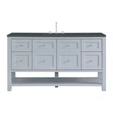 Breckenridge 60" Single Vanity, Serenity Blue, w/ 3 CM Charcoal Soapstone Quartz Top