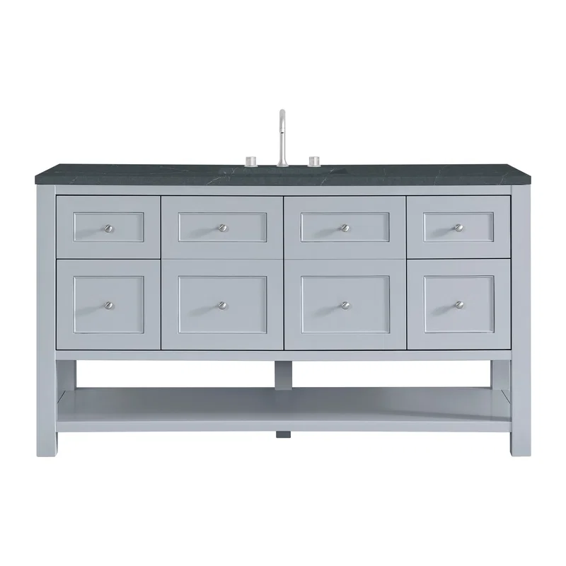 Breckenridge 60" Single Vanity, Serenity Blue, w/ 3 CM Charcoal Soapstone Quartz Top