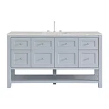Breckenridge 60" Single Vanity, Serenity Blue, w/ 3 CM Eternal Jasmine Pearl Quartz Top