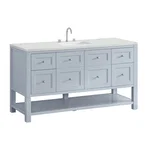 Breckenridge 60" Single Vanity, Serenity Blue, w/ 3 CM Ethereal Noctis Quartz Top