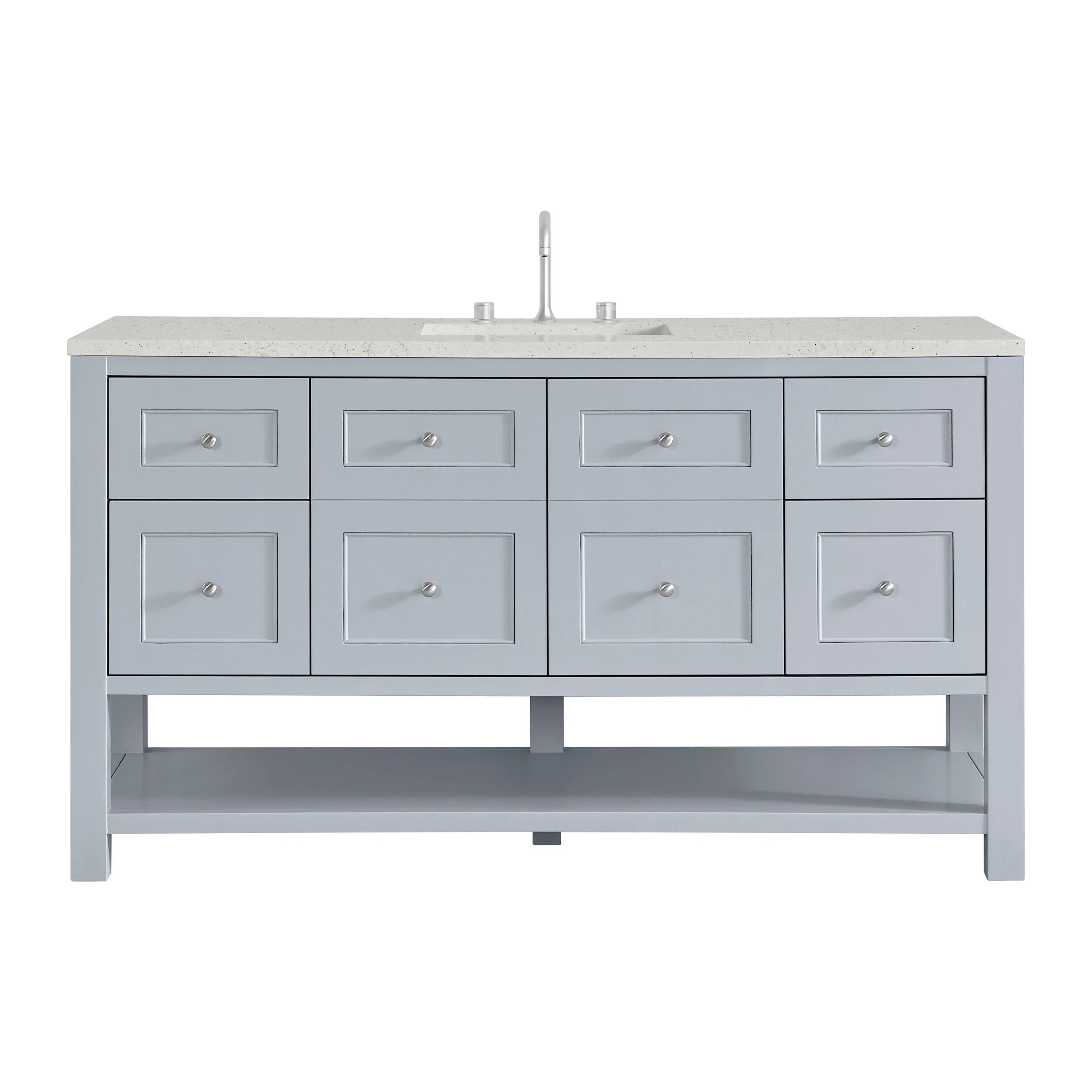 Breckenridge 60" Single Vanity, Serenity Blue, w/ 3 CM Lime Delight Quartz Top