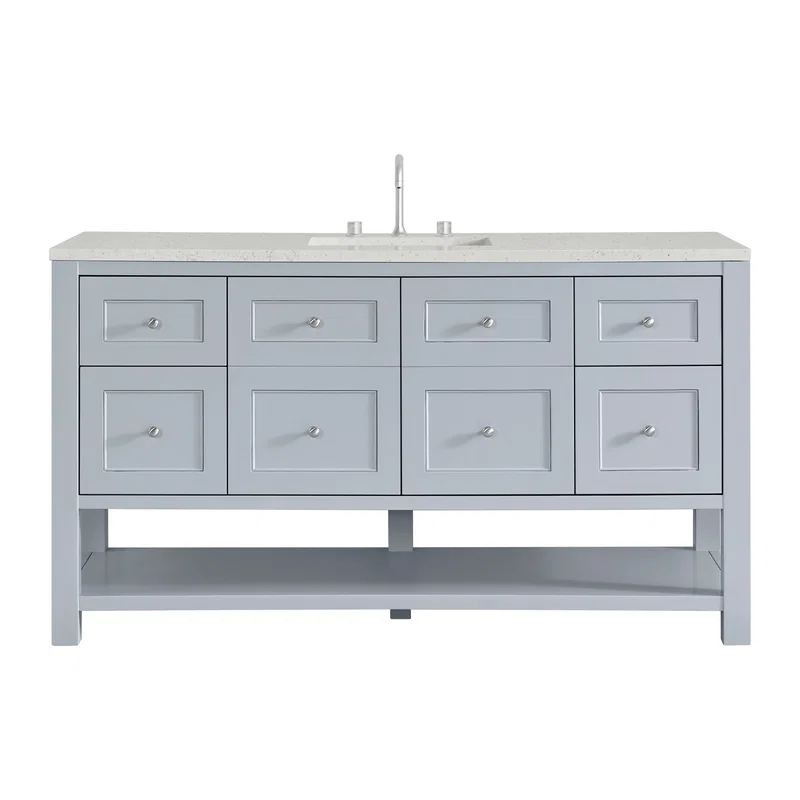 Breckenridge 60" Single Vanity, Serenity Blue, w/ 3 CM Lime Delight Quartz Top