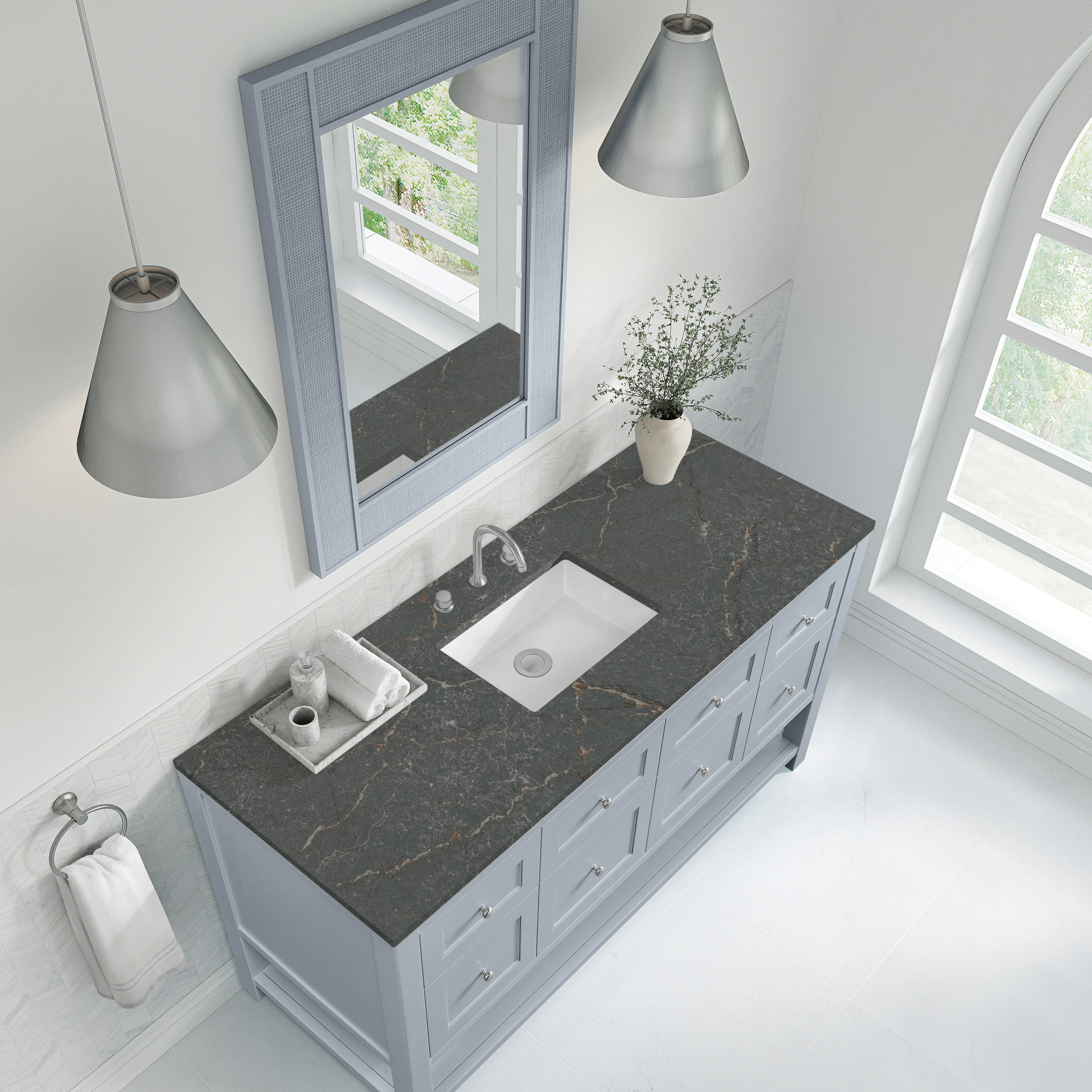 Breckenridge 60" Single Vanity, Serenity Blue w/ 3 CM Parisien Bleu Top