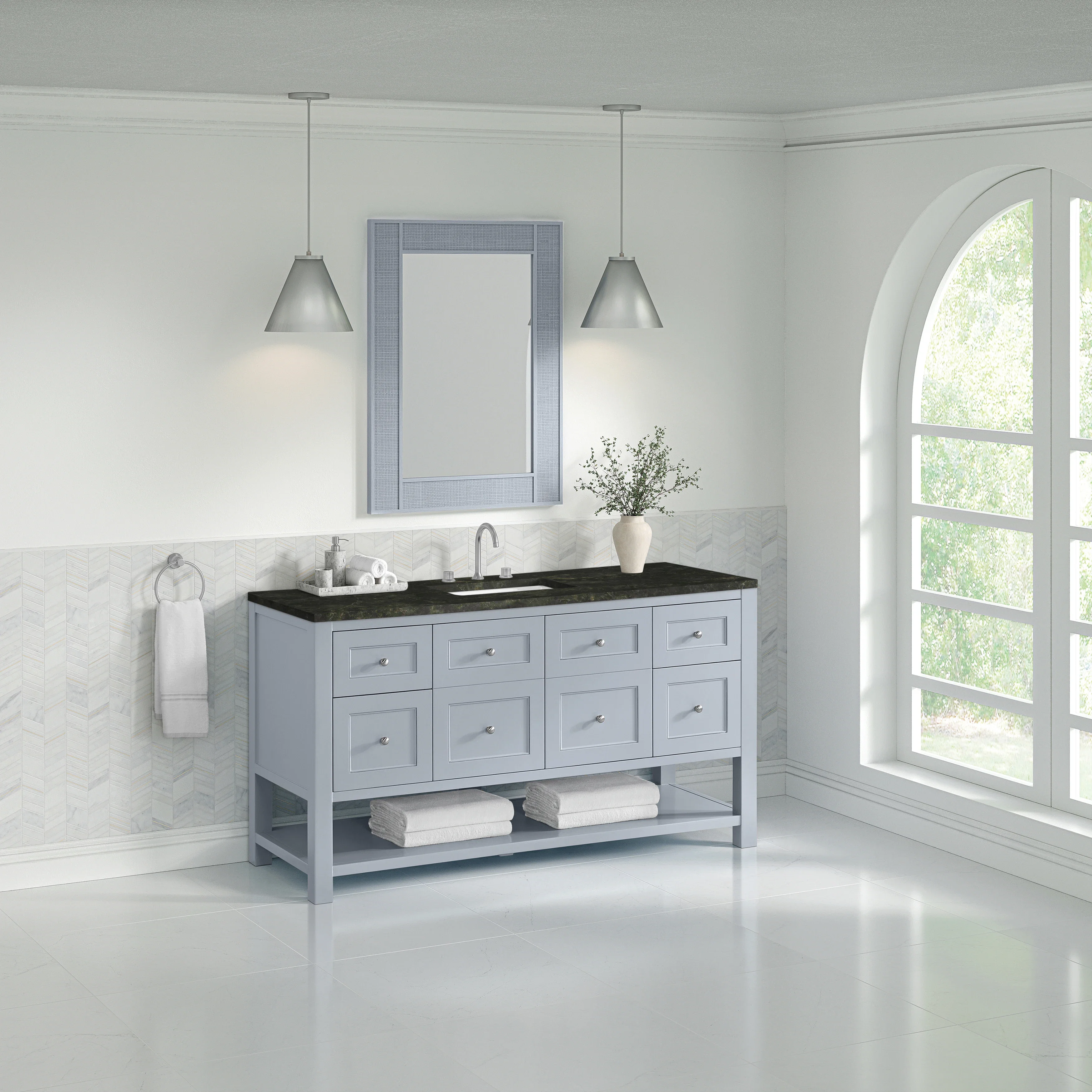 Breckenridge 60" Single Vanity, Serenity Blue, w/ 3 CM Phantome Eclos Top