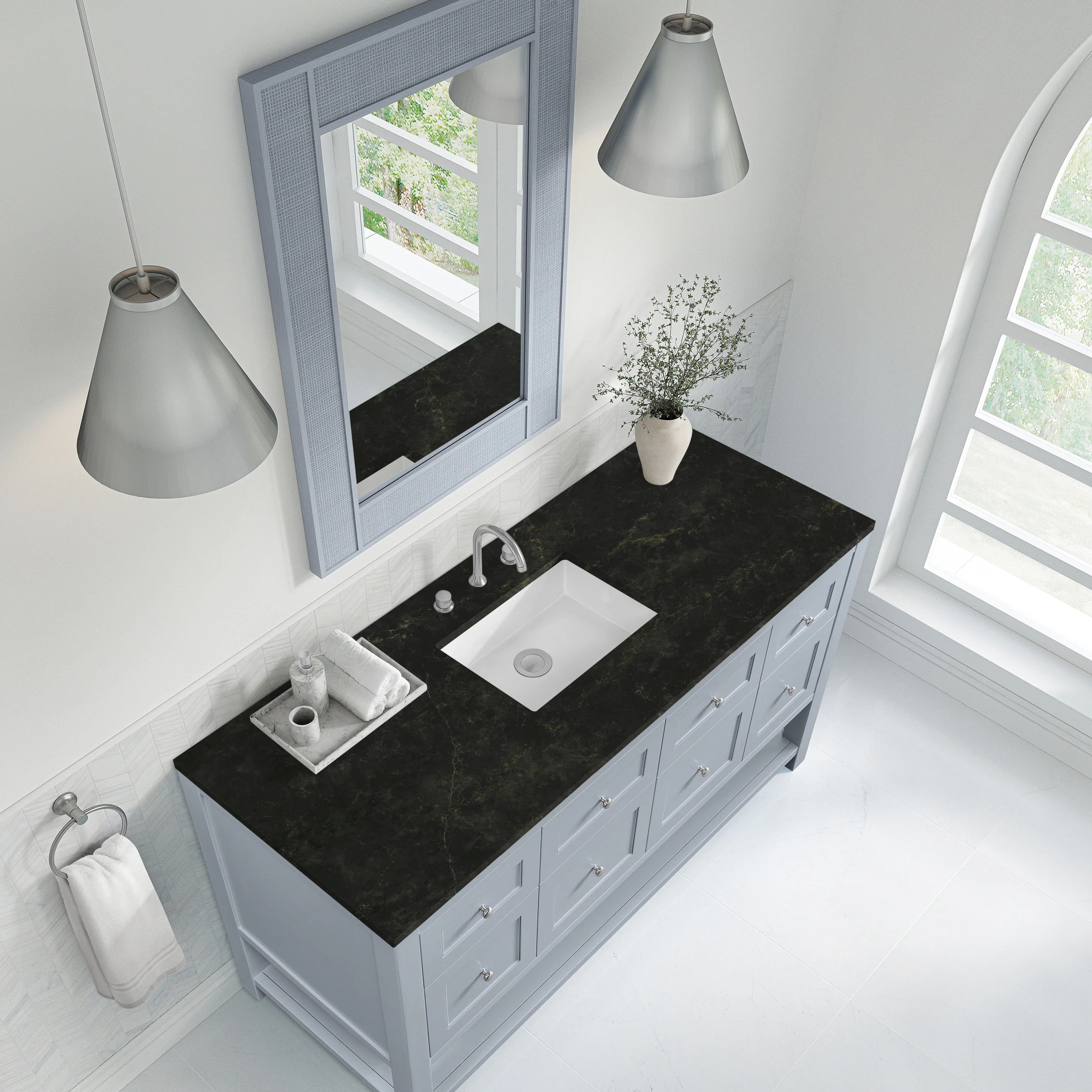 Breckenridge 60" Single Vanity, Serenity Blue, w/ 3 CM Phantome Eclos Top