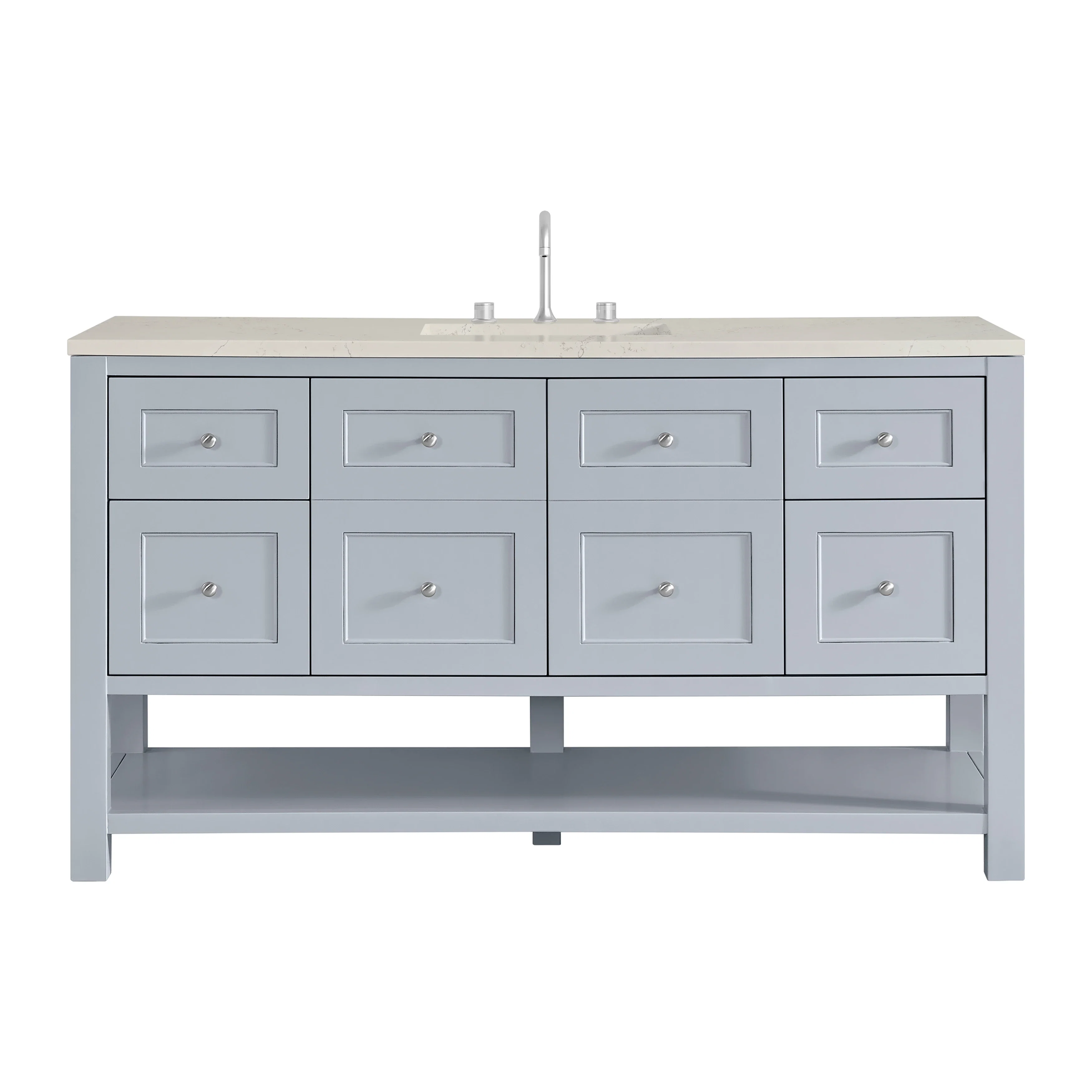 Breckenridge 60" Single Vanity, Serenity Blue, w/ 3 CM Siberian Silestone Top