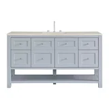 Breckenridge 60" Single Vanity, Serenity Blue, w/ 3 CM Siberian Silestone Top