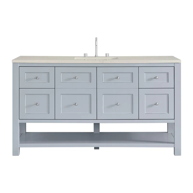 Breckenridge 60" Single Vanity, Serenity Blue, w/ 3 CM Siberian Silestone Top