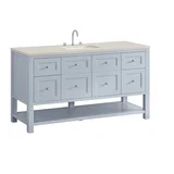 Breckenridge 60" Single Vanity, Serenity Blue, w/ 3 CM Siberian Silestone Top