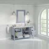 Breckenridge 60" Single Vanity, Serenity Blue, w/ 3 CM Victorian Silver Quartz Top