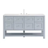 Breckenridge 60" Single Vanity, Serenity Blue, w/ 3 CM White Zeus Quartz Top