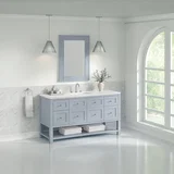 Breckenridge 60" Single Vanity, Serenity Blue, w/ 3 CM White Zeus Quartz Top