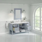 Breckenridge 60" Single Vanity, Serenity Blue, w/ 3 CM White Zeus Quartz Top