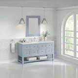 Breckenridge 60" Single Vanity, Serenity Blue, w/ 3 CM Ethereal Noctis Silestone Top w/ FreePower Wireless Charger