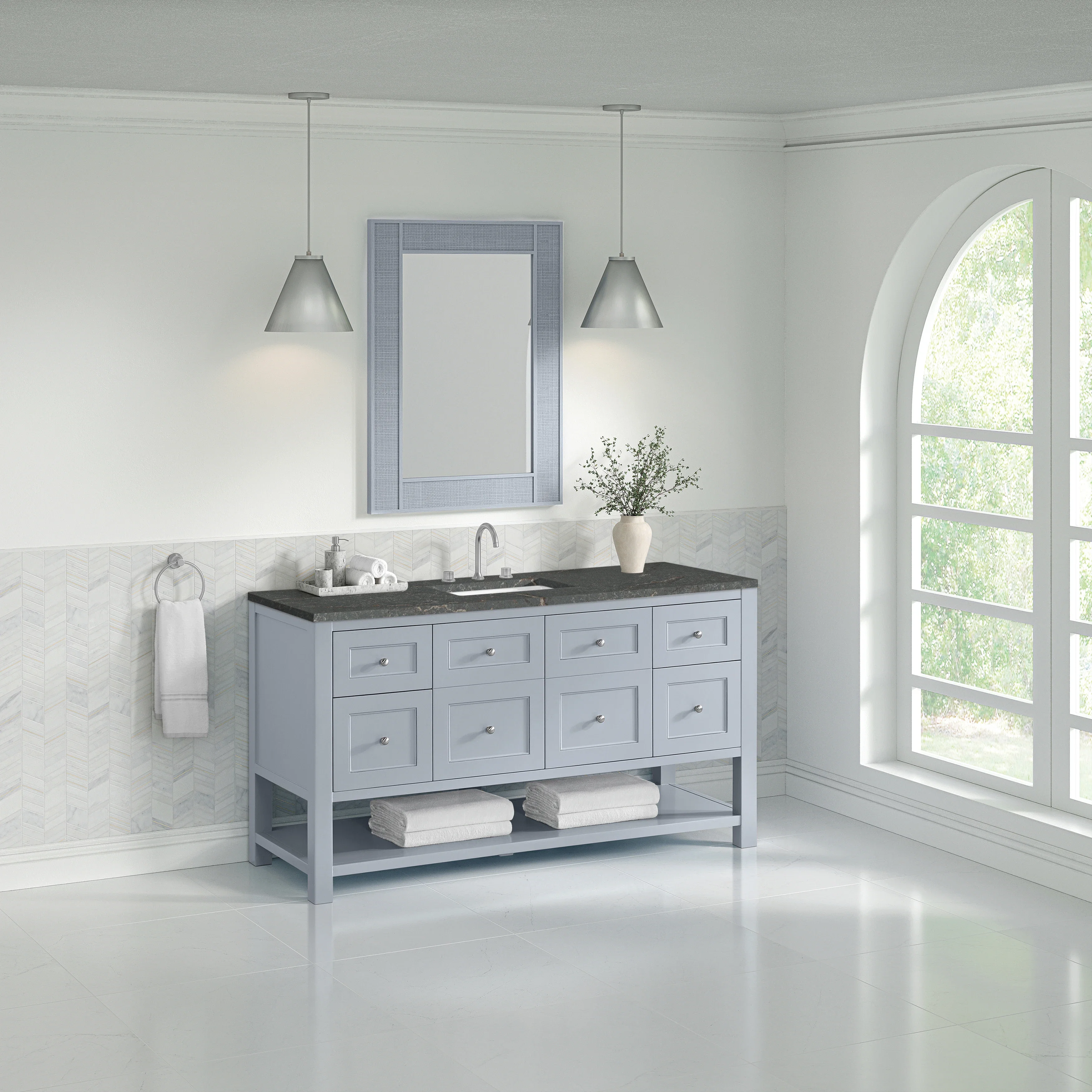 Breckenridge 60" Single Vanity, Serenity Blue w/ 3 CM Parisien Bleu Top w/ FreePower Wireless Charger