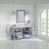 Breckenridge 60" Single Vanity, Serenity Blue, w/ 3 CM Siberian Silestone Top w/FreePower Wireless Charger