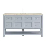 Breckenridge 60" Single Vanity, Serenity Blue, w/ 3 CM Tajnar Eclos Top w/FreePower Wireless Charger