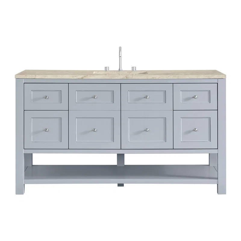 Breckenridge 60" Single Vanity, Serenity Blue, w/ 3 CM Tajnar Eclos Top w/FreePower Wireless Charger