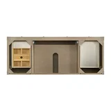 Breckenridge 60" Single Vanity, Whitewashed Oak, w/ Single Hole 3 CM White Zeus Quartz Top & Backsplash
