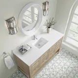 Breckenridge 60" Single Vanity, Whitewashed Oak, w/ Single Hole 3 CM White Zeus Quartz Top & Backsplash