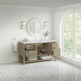 Breckenridge 60" Single Vanity, Whitewashed Oak, w/ 3 CM Carrara Marble Top