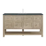 Breckenridge 60" Single Vanity, Whitewashed Oak, w/ 3 CM Charcoal Soapstone Quartz Top