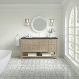 Breckenridge 60" Single Vanity, Whitewashed Oak, w/ 3 CM Charcoal Soapstone Quartz Top