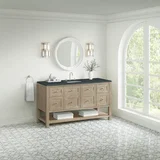 Breckenridge 60" Single Vanity, Whitewashed Oak, w/ 3 CM Charcoal Soapstone Quartz Top