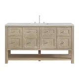 Breckenridge 60" Single Vanity, Whitewashed Oak, w/ 3 CM Lime Delight Quartz Top