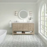 Breckenridge 60" Single Vanity, Whitewashed Oak, w/ 3 CM Lime Delight Quartz Top
