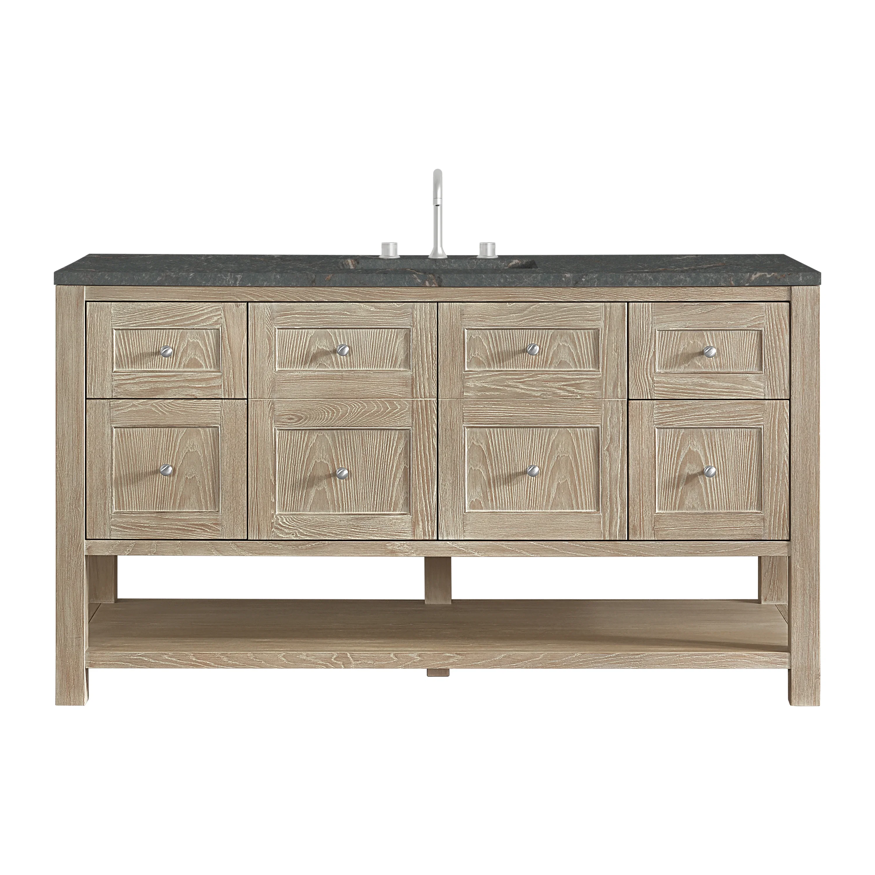 Breckenridge 60" Single Vanity, Whitewashed Oak w/ 3 CM Parisien Bleu Top
