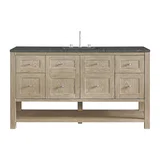 Breckenridge 60" Single Vanity, Whitewashed Oak w/ 3 CM Parisien Bleu Top