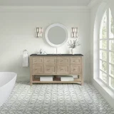 Breckenridge 60" Single Vanity, Whitewashed Oak w/ 3 CM Parisien Bleu Top