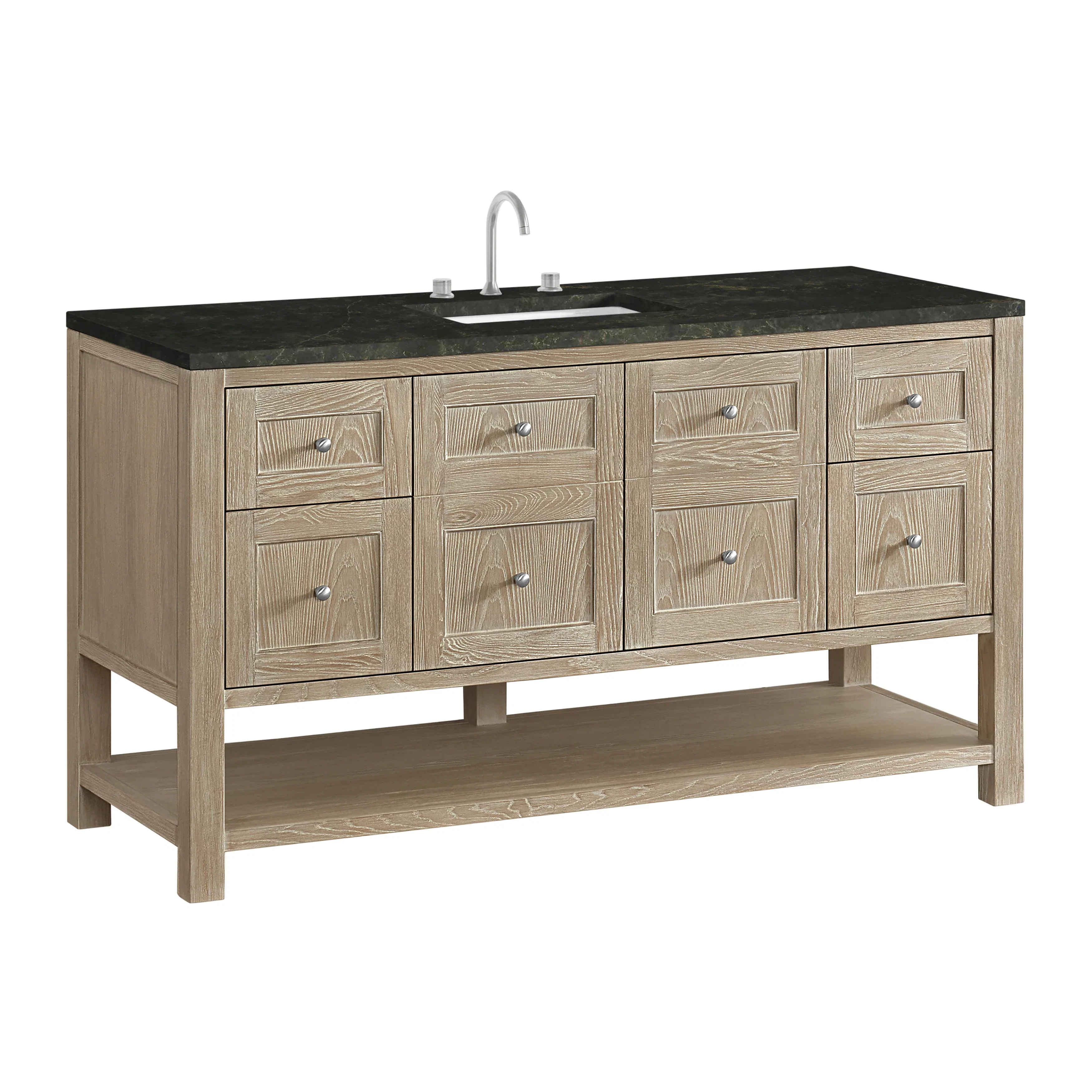 Breckenridge 60" Single Vanity, Whitewashed Oak, w/ 3 CM Phantome Eclos Top