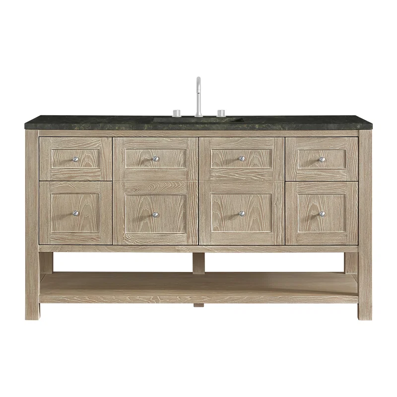 Breckenridge 60" Single Vanity, Whitewashed Oak, w/ 3 CM Phantome Eclos Top