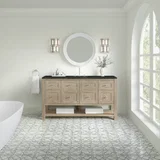 Breckenridge 60" Single Vanity, Whitewashed Oak, w/ 3 CM Phantome Eclos Top